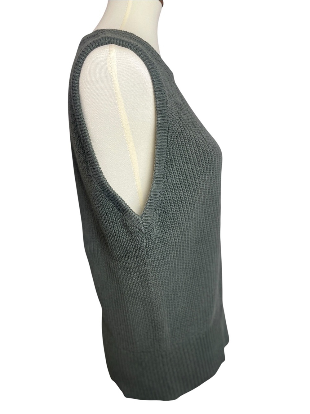 LOFT Olive Rib-Knit Sleeveless Sweater Vest - Picture 3 of 7